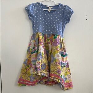 Matilda Jane Colorful Kids Dress with Polka Dots and Floral Patterns Sz 6